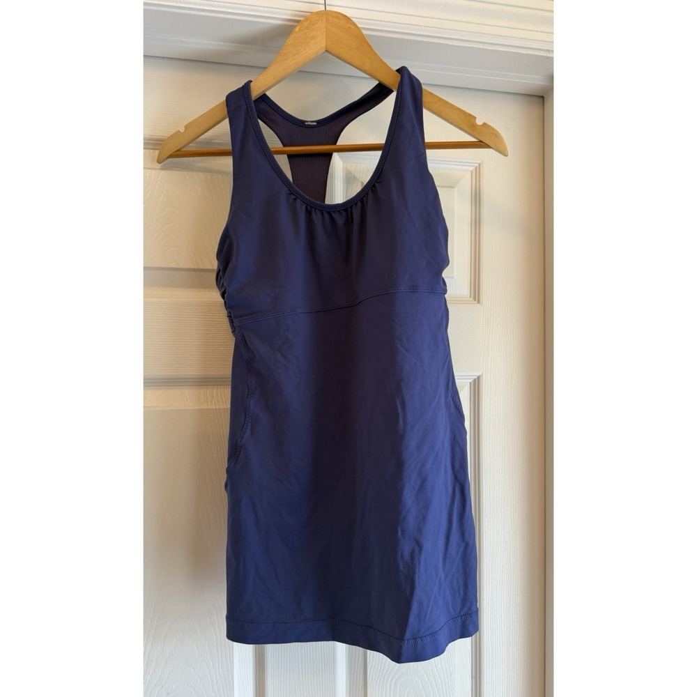 Lululemon Tank Top Women 4 Purple No Limits Racerback Ruched Built-in Bra Tank
